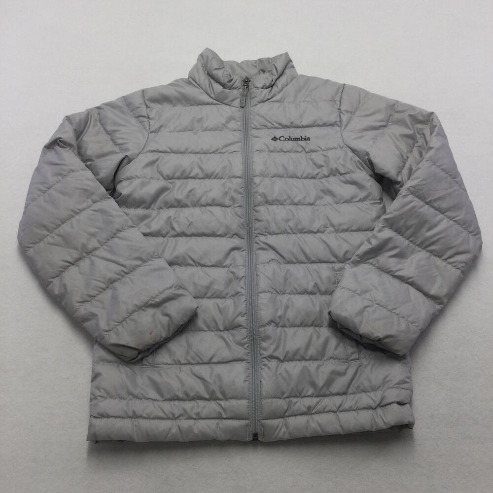 Columbia Jacket Mens Medium Gray Down Puffer Full Zip Lightweight Outdoor Winter